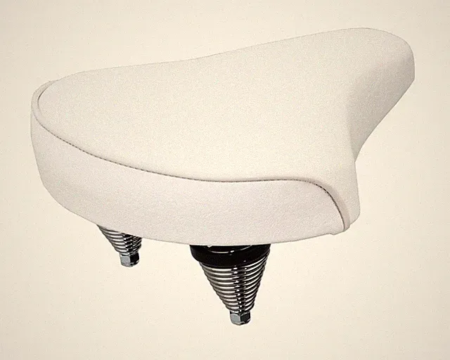 ABSOLUTE GENUINE VINYL BEACH CRUISER LARGE SADDLE BICYCLE SEAT 209 IN WHITE.