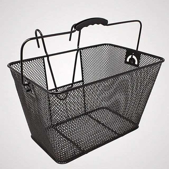 Cruiser Bike Square Steel Wire Bicycle Basket 311 Black W 15" X D 10" X H 9 1/4"