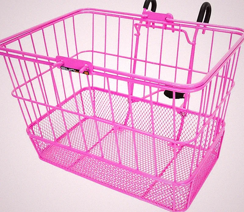 Sunlite Bicycle Front Basket Mesh Lift Off Carrier PINK Cruiser Commuter Bike